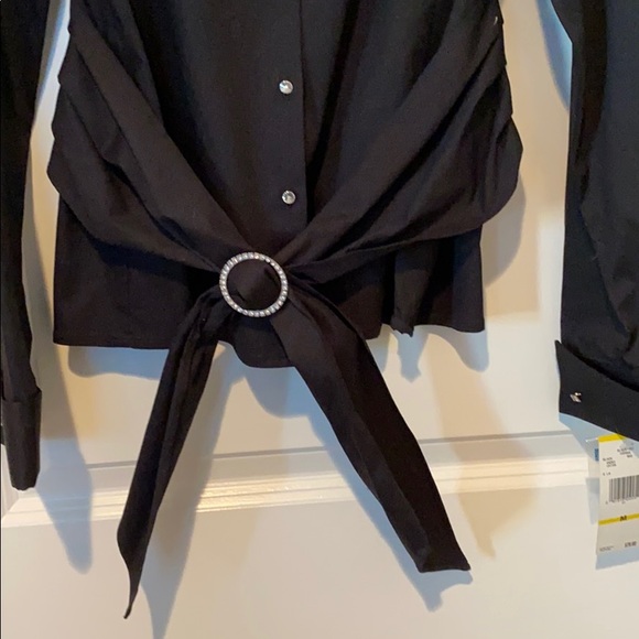 Jone of New York Black Blouse w/ Embellished Belt - Picture 10 of 10